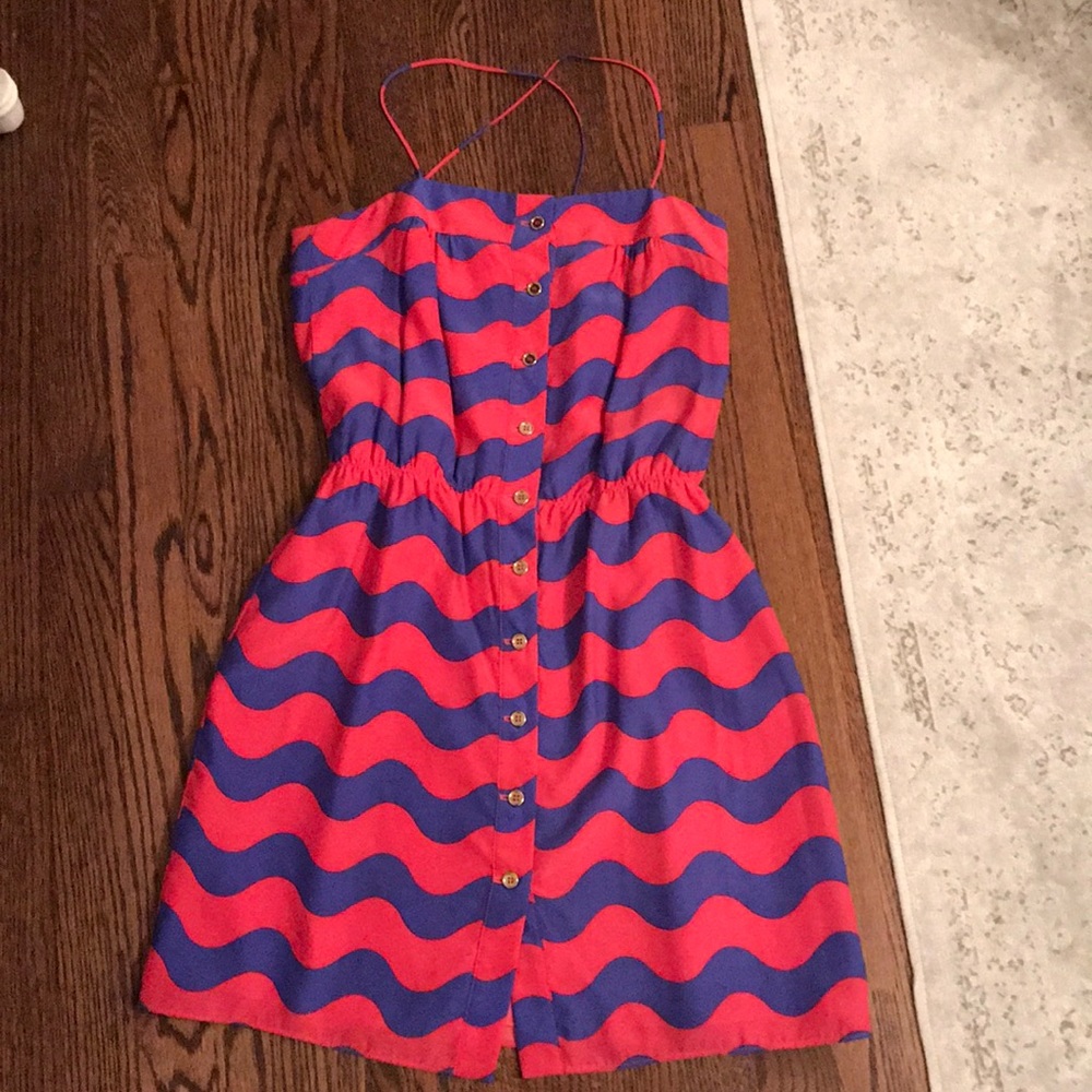 Britt Ryan silk pink blue Wave tank dress sz 4 6